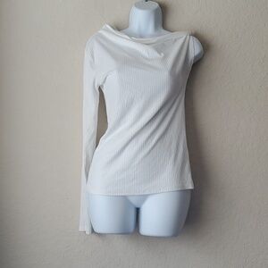4/$30 **Open Edit One Sleeve Ribbed White Medium Top